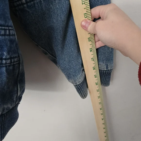 Vtg 90s AKA BAY Puffy Denim Sherpa Lined Mens L Bomber Trucker Jacket Y2K - Picture 14 of 16